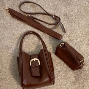 Anthropologie The Hollace Tote Mini Buckle Edition Chocolate